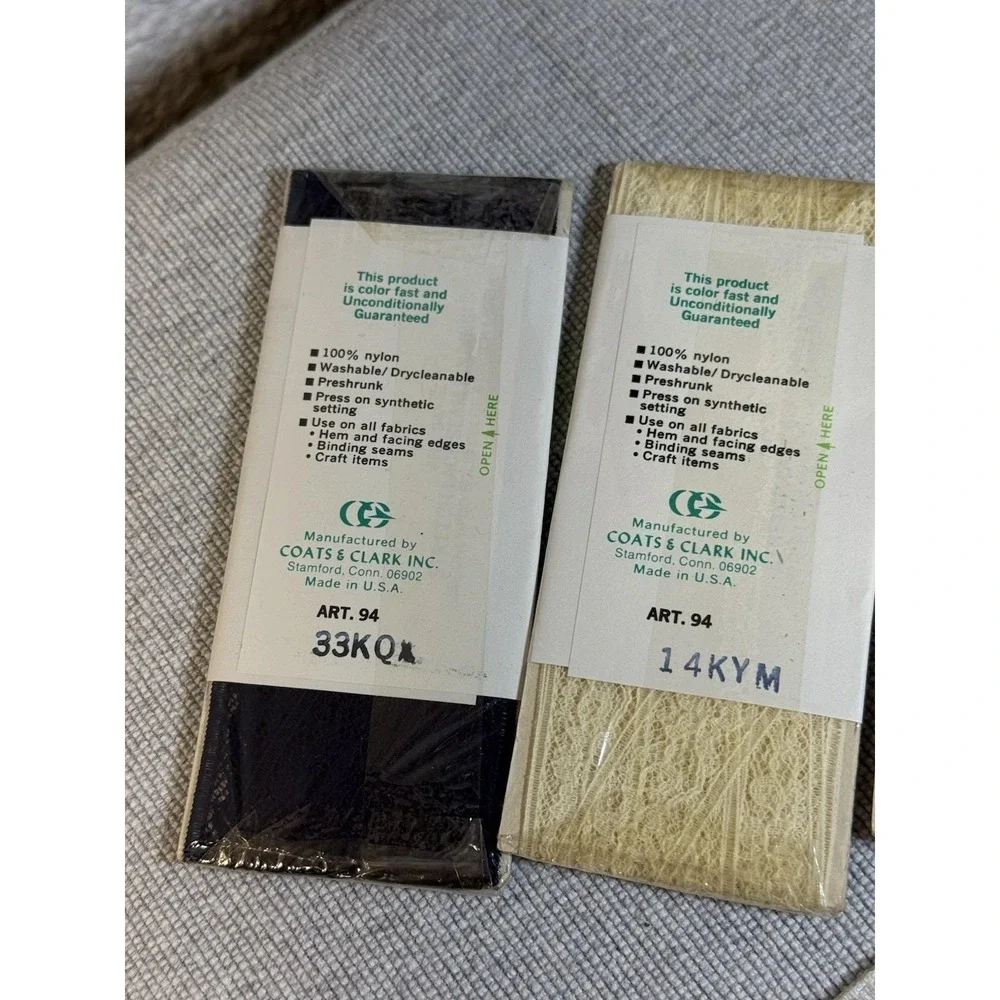 Lot of 7 Vintage Coats & Clark Boiltex Stretch Lace‎ Seam Binding 3yds Art 94